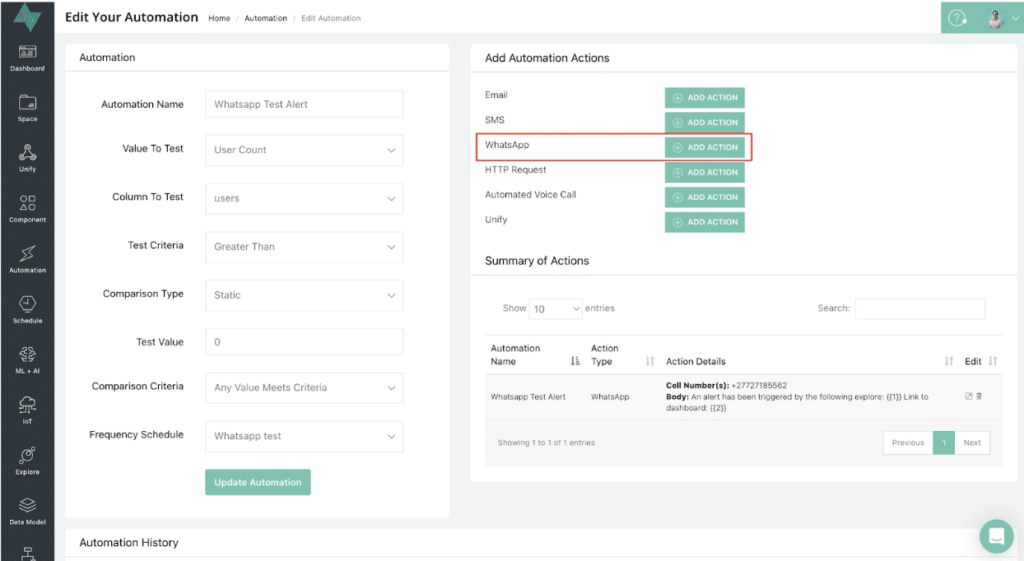 OQIS Feature - WhatsApp Alerts with Automations​