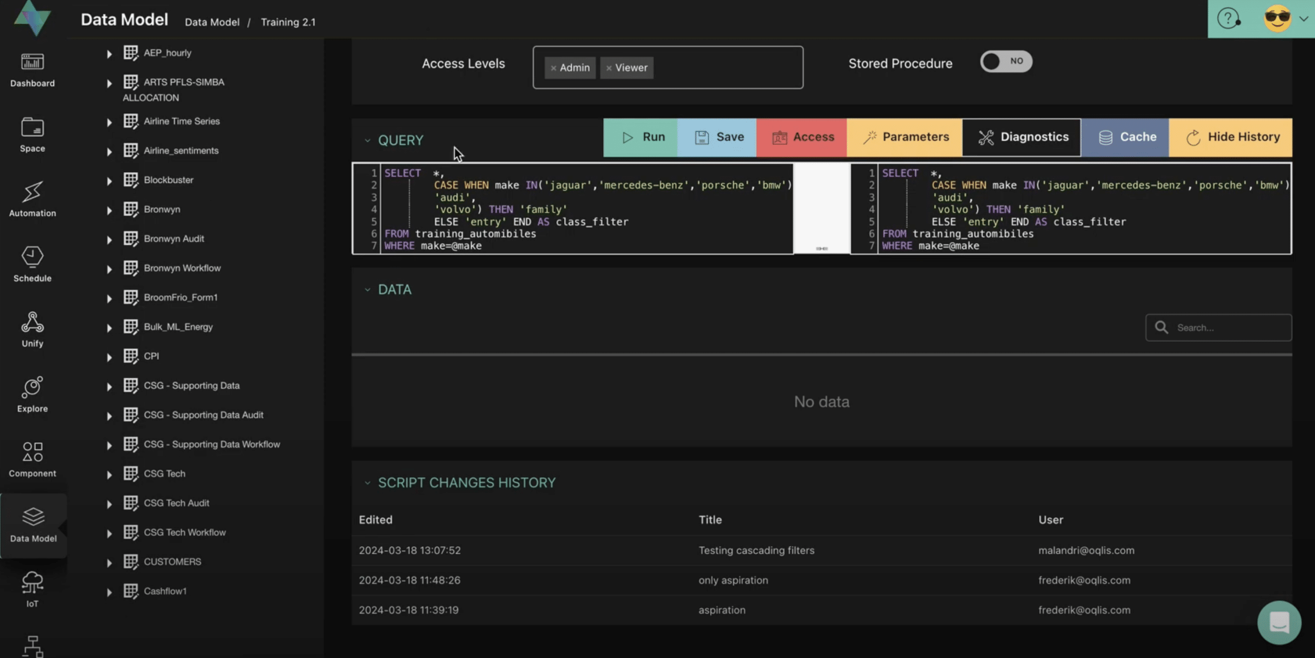 Data Model Source Control Screenshot